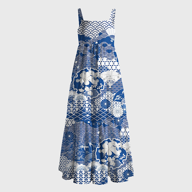 Tokyo-Tiger Indigo Bloom Maxi Dress