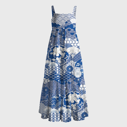 Tokyo-Tiger Indigo Bloom Maxi Dress