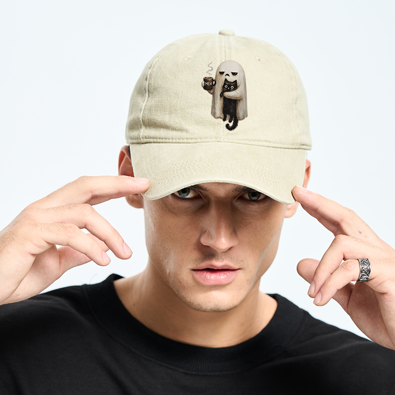 Tokyo-Tiger Ghost Cat Coffee Mood Washed Cap