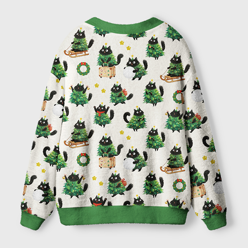 Tokyo-Tiger Funny Christmas Tree Cats Ugly Cardigan Sweater