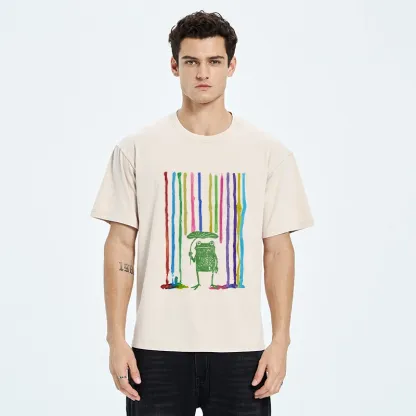 Tokyo-Tiger Frog Under The Rainbow Rain Washed T-Shirt