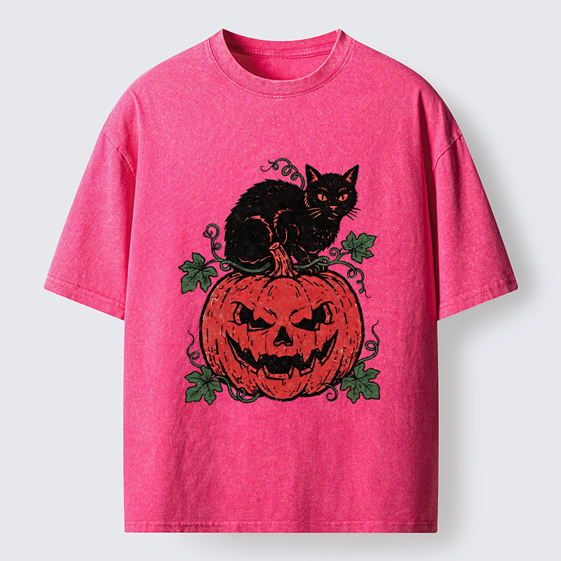 Tokyo-Tiger Pumpkin Black Cat Washed T-Shirt
