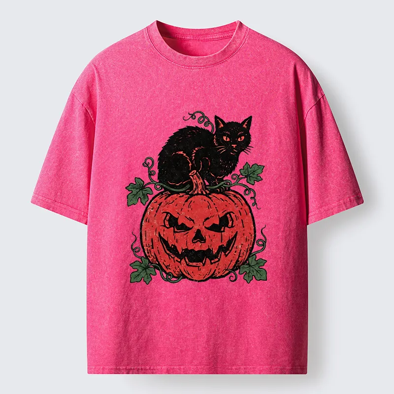 Tokyo-Tiger Pumpkin Black Cat Washed T-Shirt