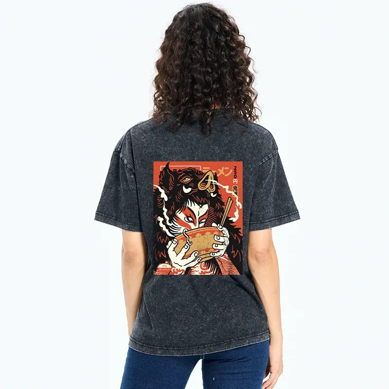 Tokyo-Tiger Savage Eating Back Washed T-Shirt