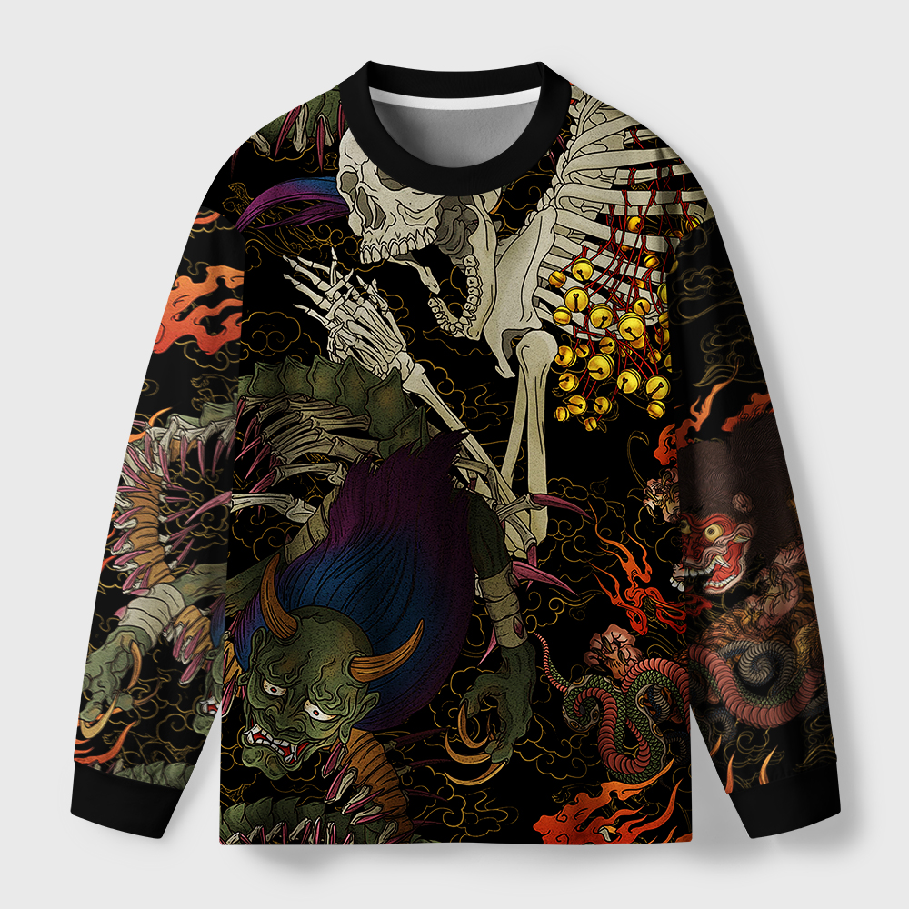 Tokyo-Tiger Japanese Yokai And Skeletons Eco-Friendly Long Sleeve T-Shirt