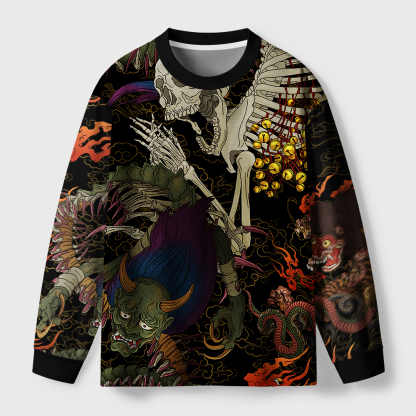 Tokyo-Tiger Japanese Yokai And Skeletons Eco-Friendly Long Sleeve T-Shirt