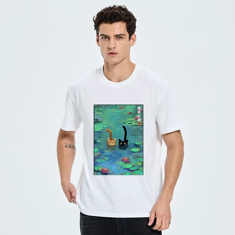 Tokyo-Tiger Funny Cats Swimming In Lilies Classic T-Shirt