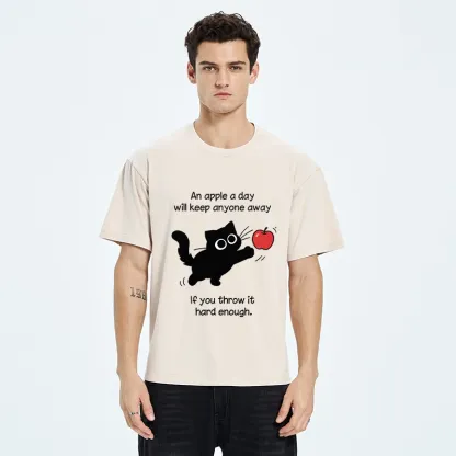 Tokyo-Tiger Funny Cat Throwing Apple Meme Washed T-Shirt
