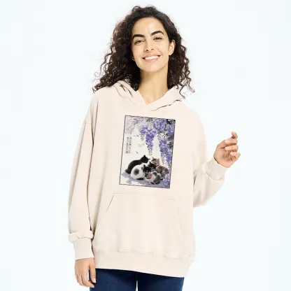 Tokyo-Tiger Sitting still  plotting chaos Calming Zen Cat Funny Washed Hoodie