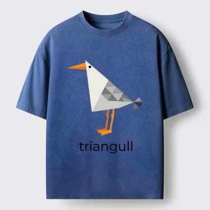 Tokyo-Tiger Cute Triangle Seagull Washed T-Shirt