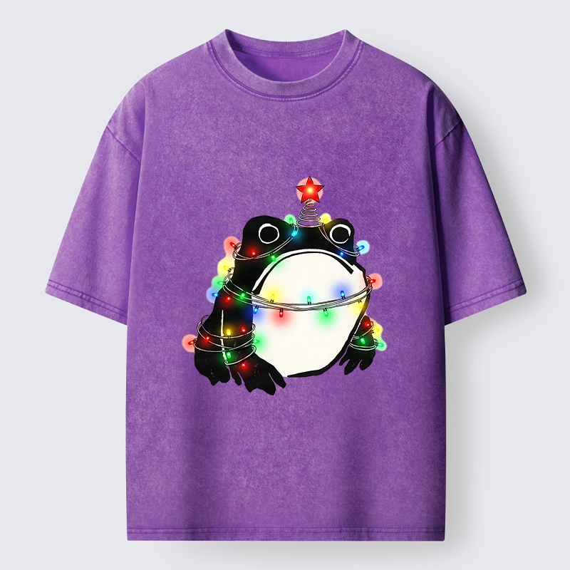 Tokyo-Tiger Christmas Lights Frog Washed T-Shirt