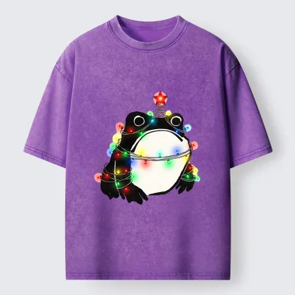 Tokyo-Tiger Christmas Lights Frog Washed T-Shirt
