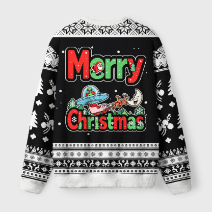 Tokyo-Tiger Funny Alien Christmas Fuzzy Christmas Ugly Sweatshirt