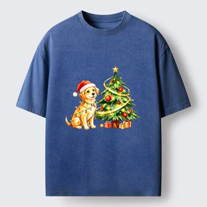 Tokyo‑Tiger Christmas Dog Vibe Washed T‑Shirt