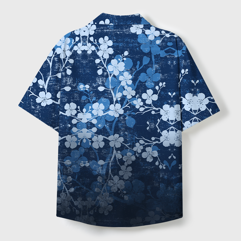 Tokyo-Tiger Midnight Blossoms Cuban Collar Shirt