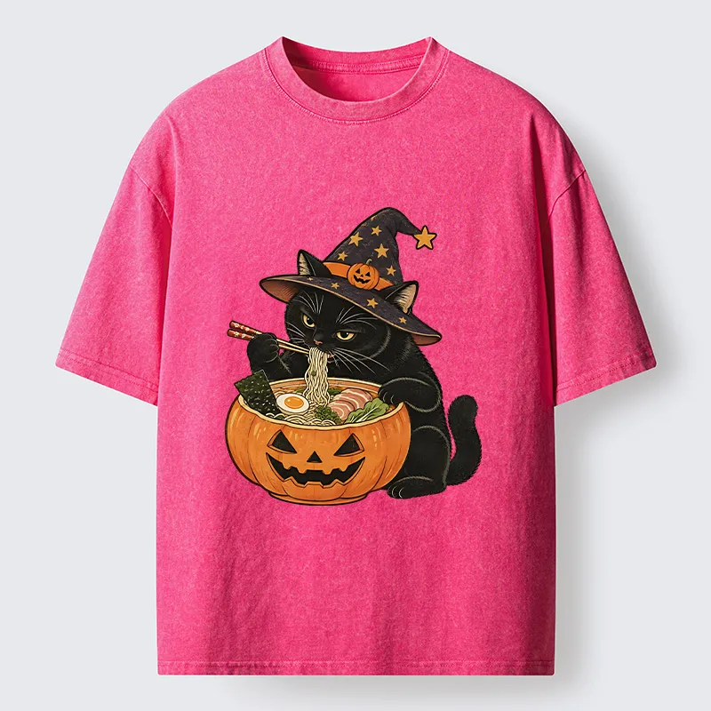 Tokyo-Tiger Witch Cat Ramen Washed T-Shirt