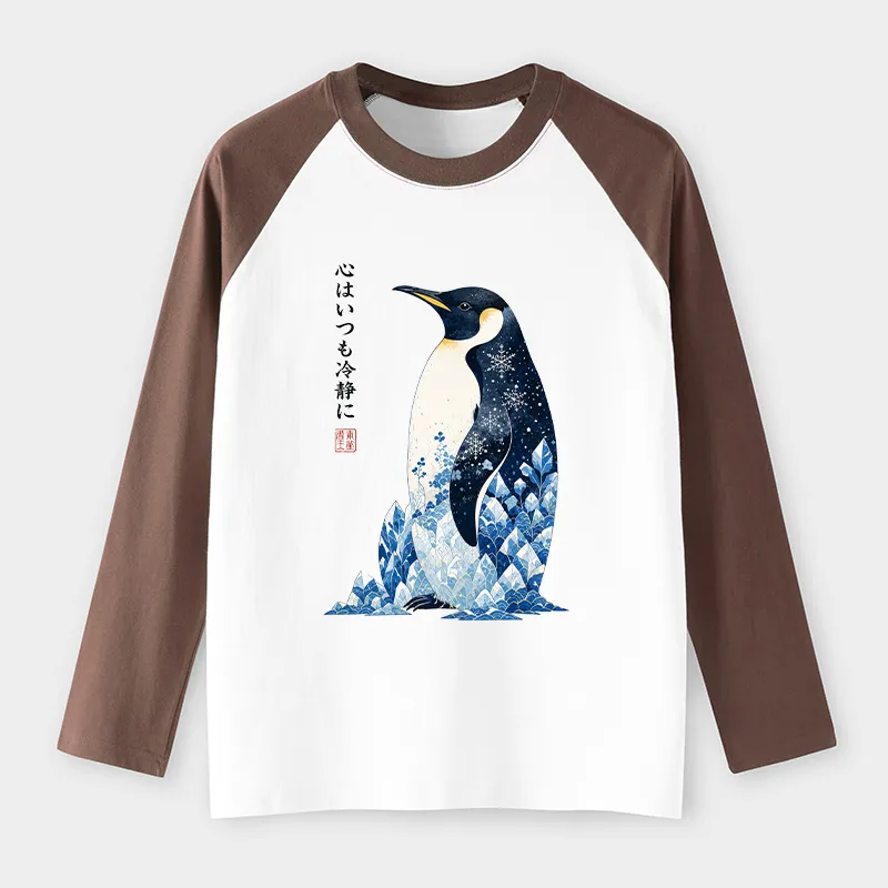 Tokyo-Tiger Keep Calm Penguin Raglan Long Sleeve T-shirt