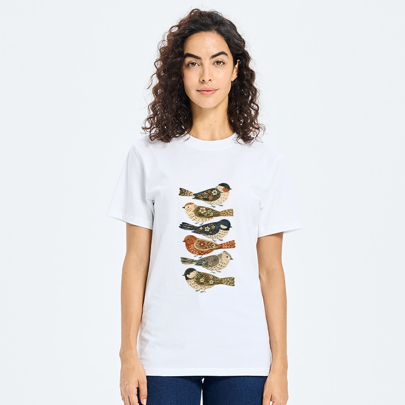 Tokyo-Tiger Colorful Folk Birds In Earthy Tones Classic T-Shirt