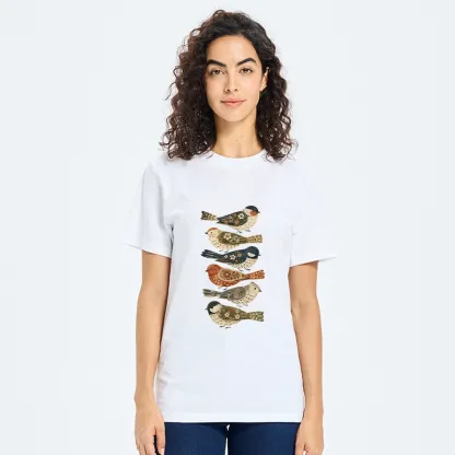 Tokyo-Tiger Colorful Folk Birds In Earthy Tones Classic T-Shirt