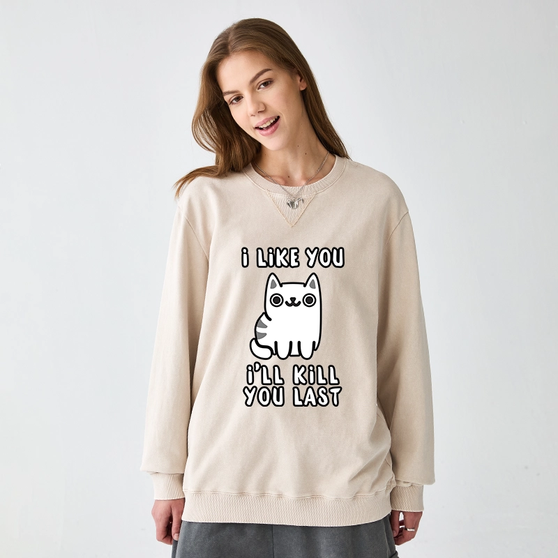 Tokyo-Tiger Cats And Humans Have A Love-hate Relationship Washed Terry Sweatshirt