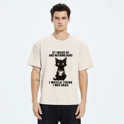 Tokyo-Tiger Funny Black Cat And Coffee Meme Washed T-Shirt