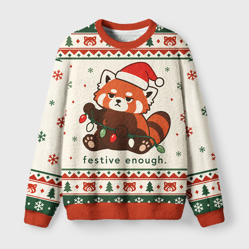 Tokyo-Tiger Red Panda Entangled In A String Of Lights Christmas Ugly Sweatshirt Sale