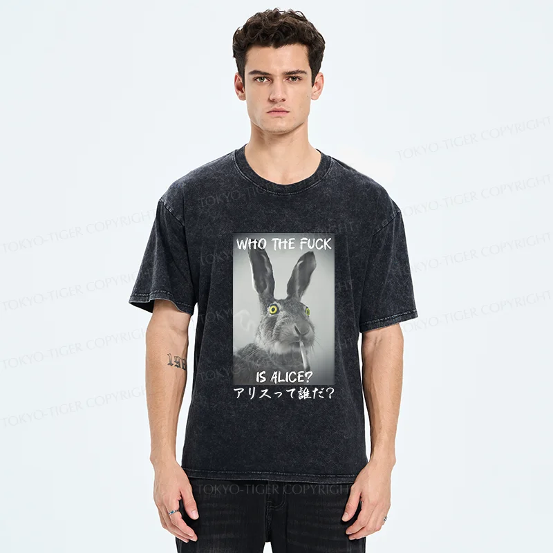 Tokyo-Tiger Who the is Alice? Washed T-Shirt