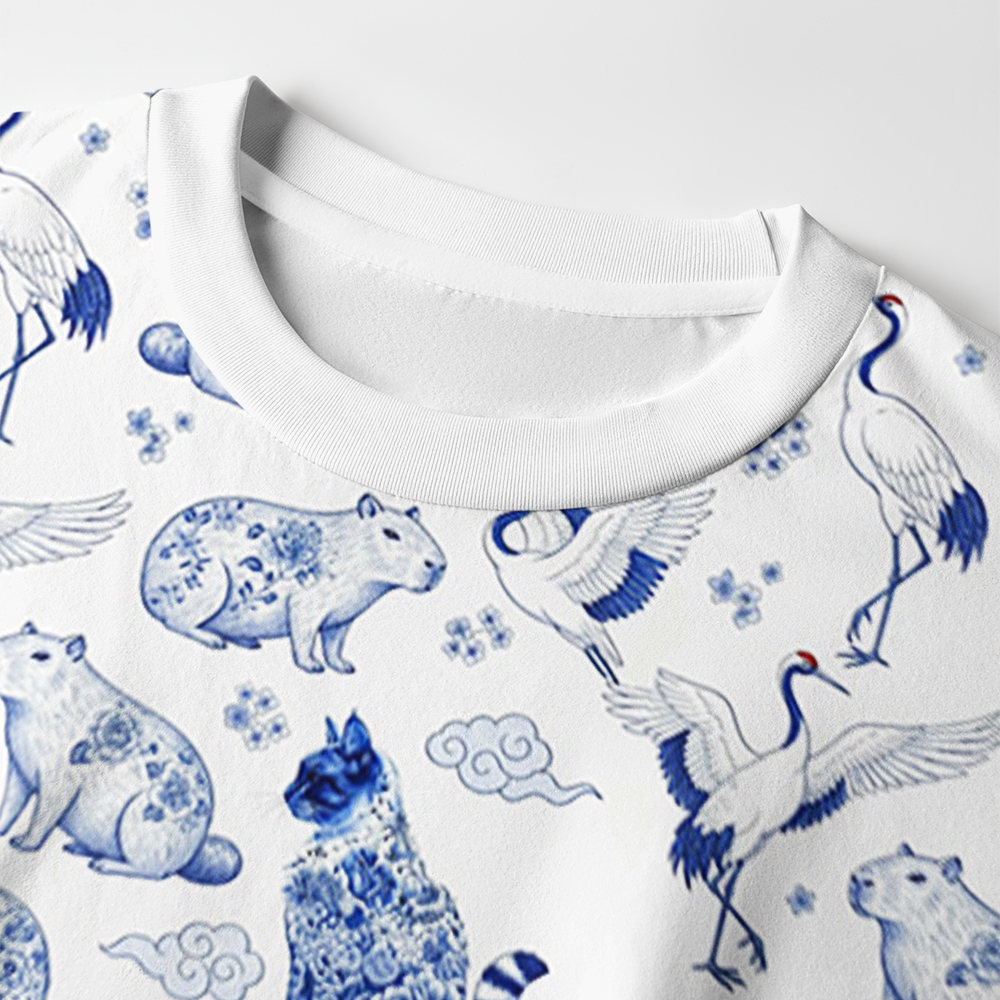 Tokyo-Tiger Floral Adorned Animals In Harmony Eco-Friendly Long Sleeve T-Shirt