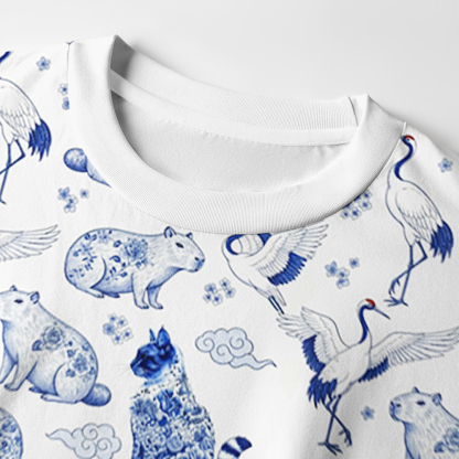 Tokyo-Tiger Floral Adorned Animals In Harmony Eco-Friendly Long Sleeve T-Shirt