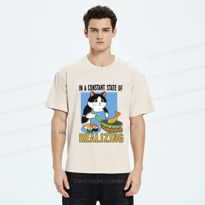 Tokyo-Tiger Cat Cooking Washed T-Shirt