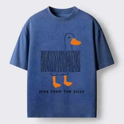Tokyo-Tiger Funny Hiding Goose Meme Washed T-Shirt