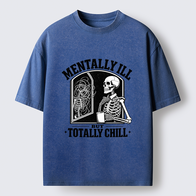 Tokyo‑Tiger Chill Crazy Skeleton Meme Washed T‑Shirt