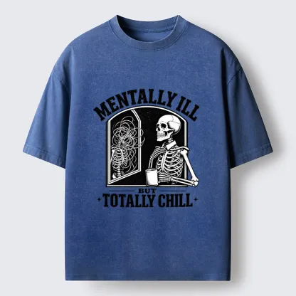 Tokyo‑Tiger Chill Crazy Skeleton Meme Washed T‑Shirt