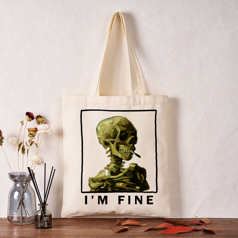 Tokyo-Tiger Skeleton Says Im Fine Tote Bag