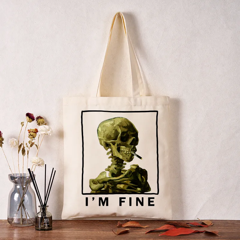 Tokyo-Tiger Skeleton Says Im Fine Tote Bag