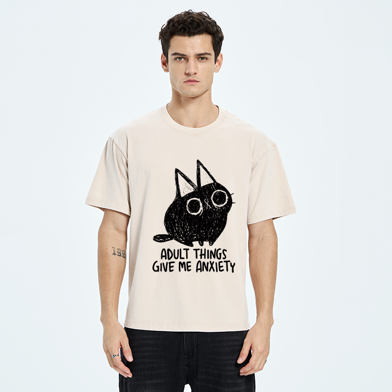 Tokyo-Tiger Adult Anxiety Washed T-Shirt