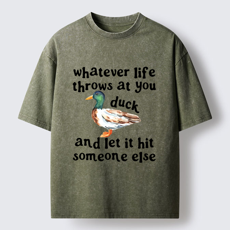 Tokyo-Tiger Funny Duck Life Trouble Meme Washed T-Shirt