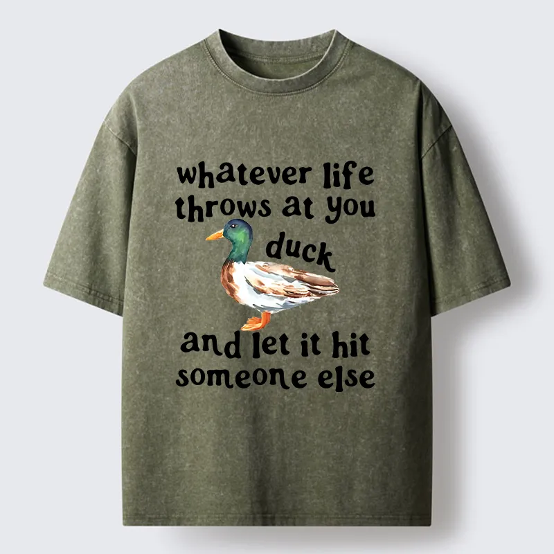 Tokyo-Tiger Funny Duck Life Trouble Meme Washed T-Shirt