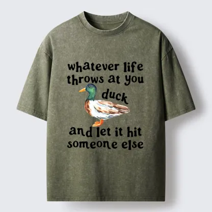 Tokyo-Tiger Funny Duck Life Trouble Meme Washed T-Shirt