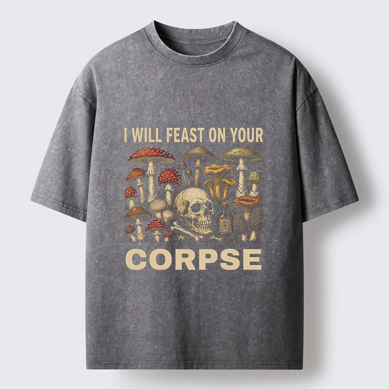 Tokyo‑Tiger Funny Mushroom Skull Washed T‑Shirt