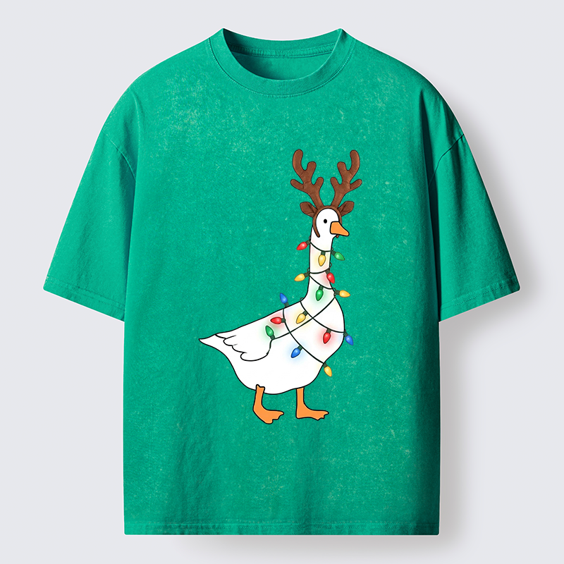 Tokyo-Tiger Funny Christmas Goose Washed T-Shirt