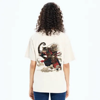 Tokyo-Tiger Gorgeous Samurai Cat Washed T-Shirt