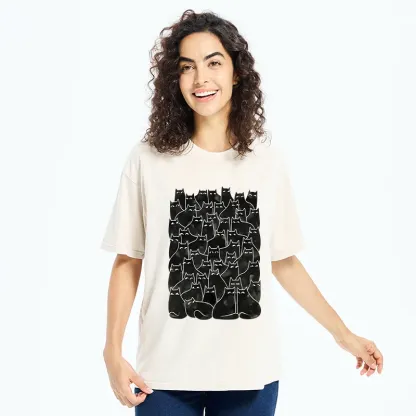 Tokyo-Tiger A Group Of Black Cats Washed T-Shirt