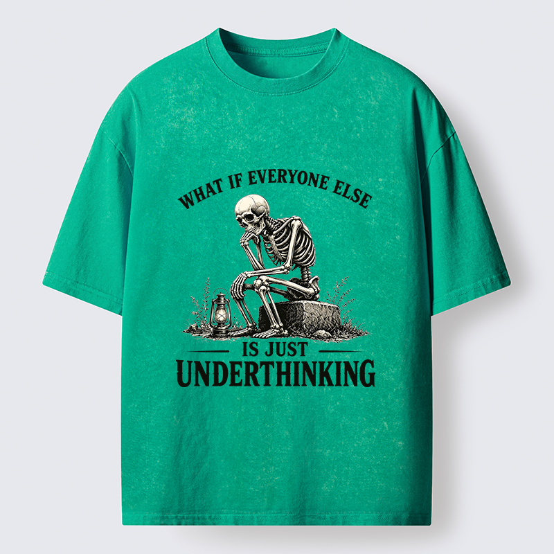 Tokyo-Tiger Skeleton Deep Thought Meme Washed T-Shirt