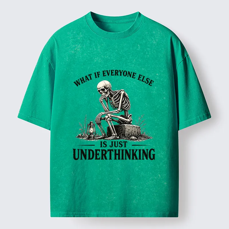 Tokyo-Tiger Skeleton Deep Thought Meme Washed T-Shirt
