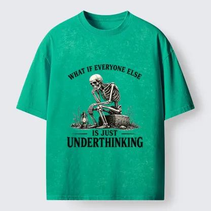 Tokyo-Tiger Skeleton Deep Thought Meme Washed T-Shirt