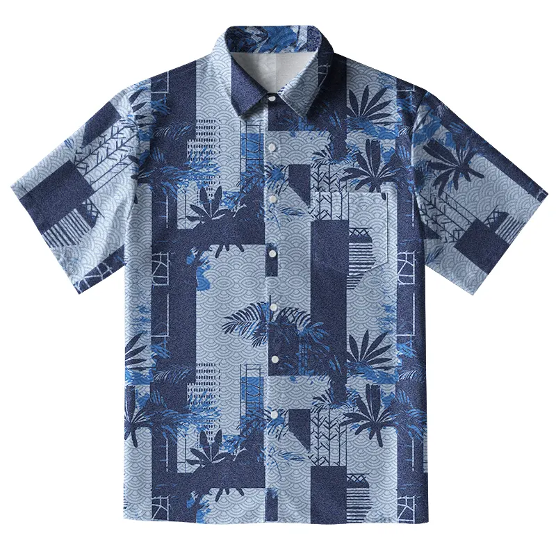 Tokyo-Tiger Palms Meets Geometric Art Button-up Shirt