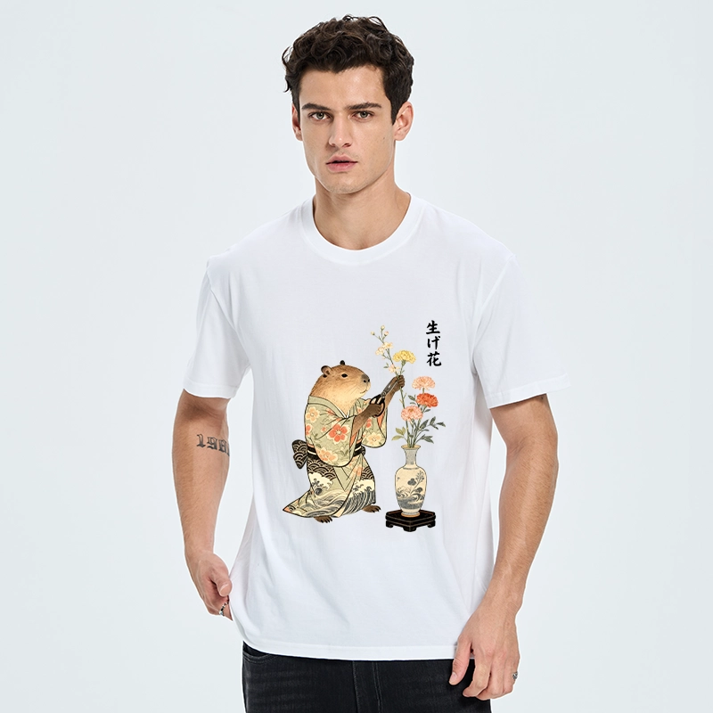 Tokyo-Tiger Chill Capybara Arranging Flower Art Classic T-Shirt