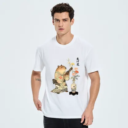Tokyo-Tiger Chill Capybara Arranging Flower Art Classic T-Shirt