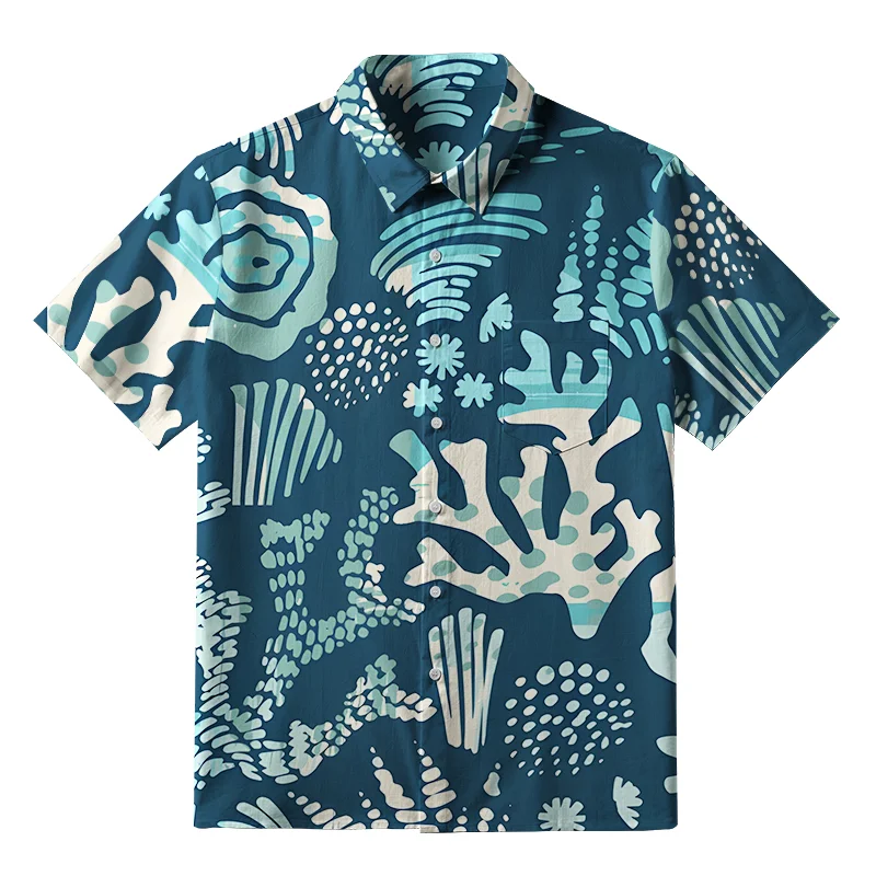 Tokyo-Tiger Ocean Coral Button-up Shirt